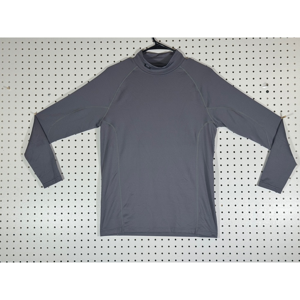 Under Armour ColdGear Mock Neck Compression Shirt Mens Large Gray Long Sleeve